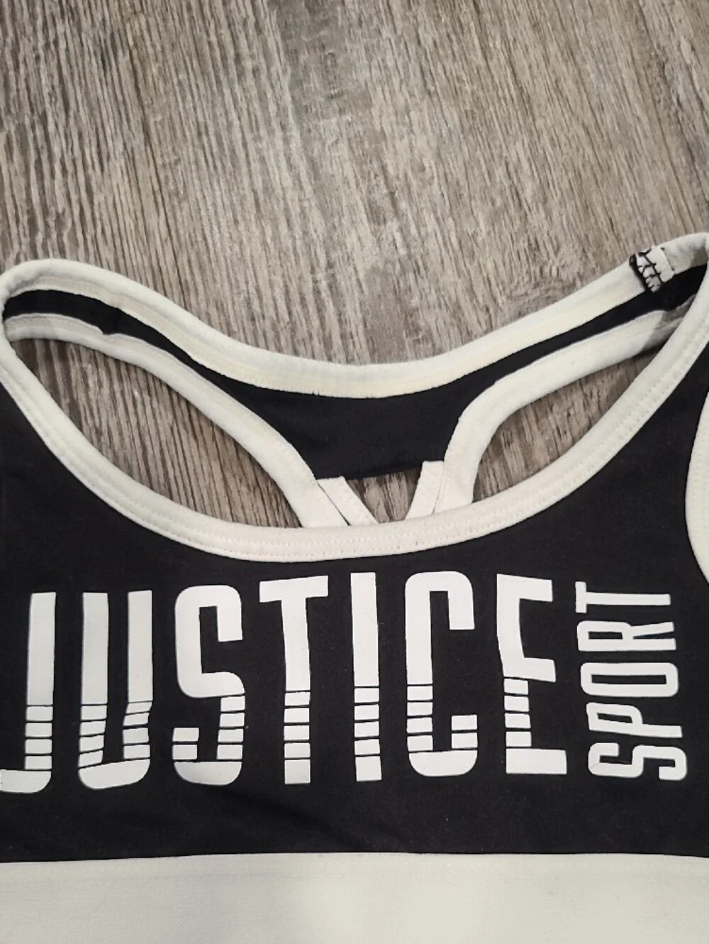 Justice Black and White Sports Bra Size 26